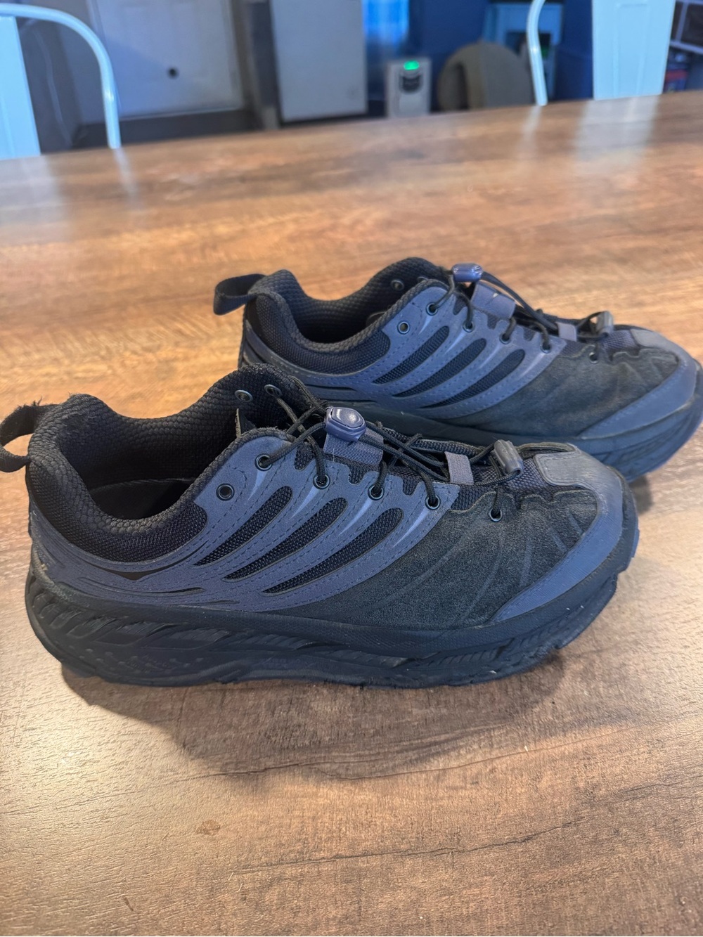 HOKA ONE ONE Men’s Size 9.5 Black Trail Running Hiking Shoes Quick Lace